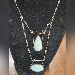 Larimar and Sterling Silver Double Necklace